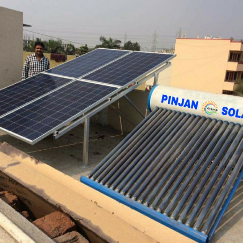 1 kw solar on grid systems & 200 lpd solar water heater  at Pimpri  - Chinchwad,  Pune ( Maharashtra)